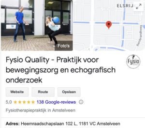 138 google reviews Fysio Quality